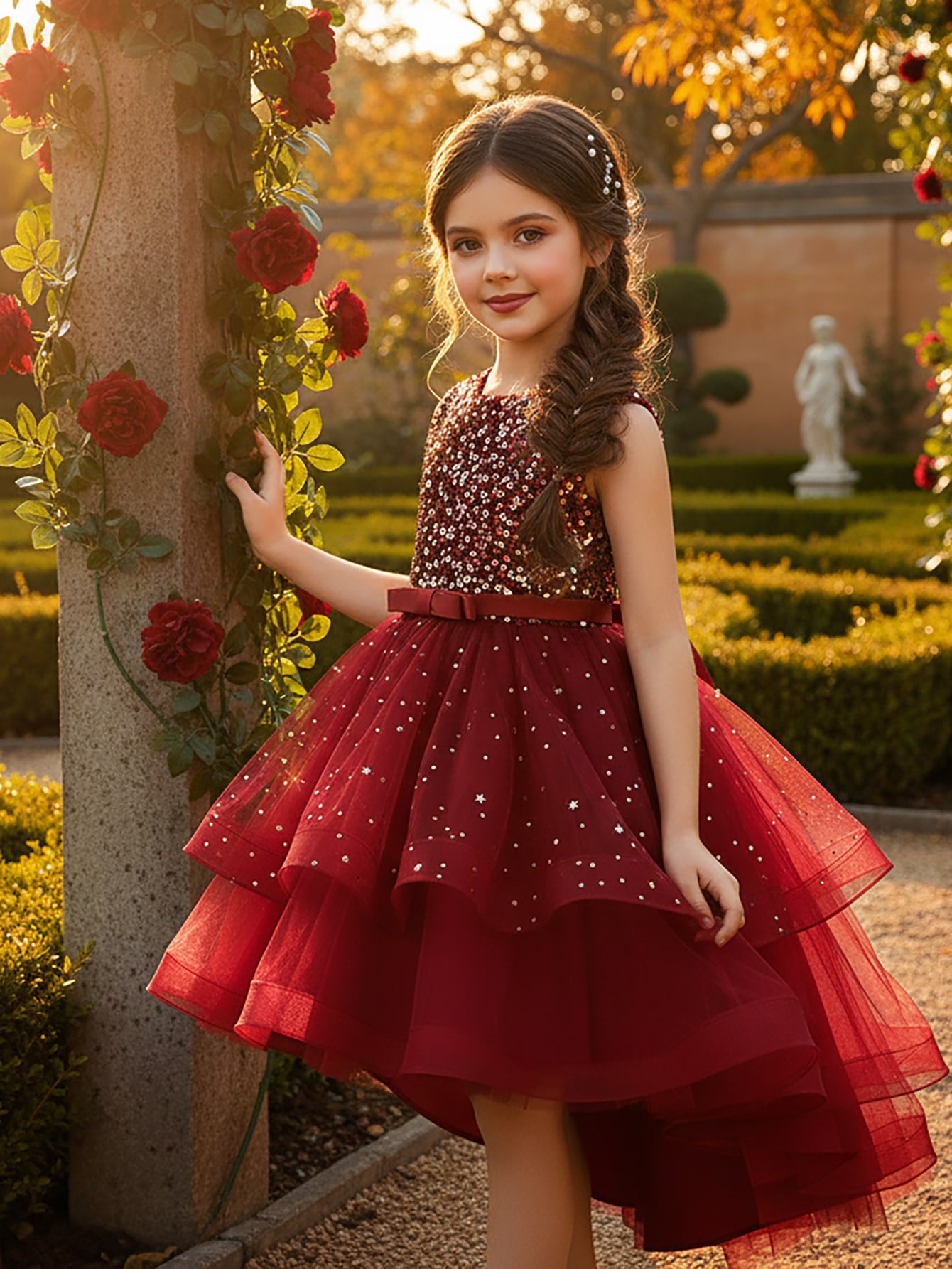 Baby Z Clothing - Baby Mädchen Prinzessin Blumen Pailletten Kleid