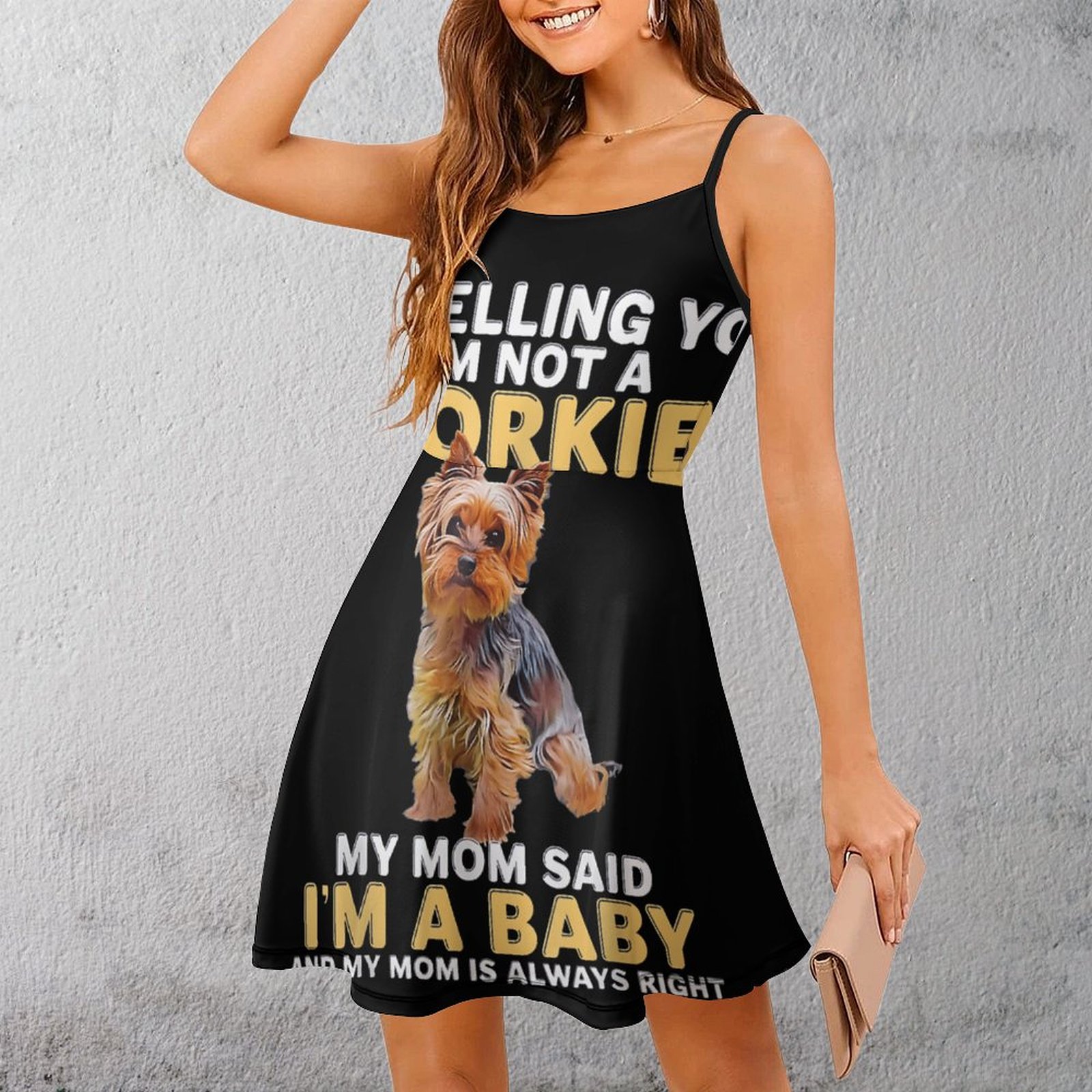 Baby Clothing Quotes - Süßes Yorkie Baby-Zitat Damen-Sling-Kleid, lustige Neuheitskleider,
