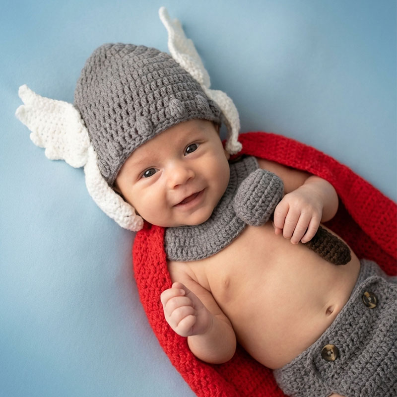 Baby Clothing Newborn - Neugeborenen-Fotografie-Requisiten Thor Baby-Kostüm Avengers Superhelden-Charakter Cosplay-Outfit
