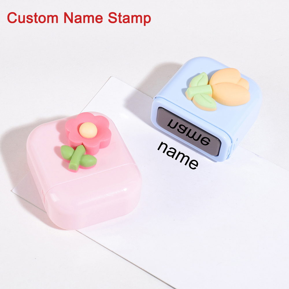 Baby Clothing Labels - Blumen-Namensstempel für Kinder, Anpassbarer Textstempel, Wasserfester